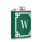 ハンターグリーンと白ギリシャ鍵モノグラ縁どム フラスク (右)