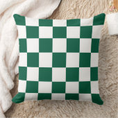 ハンターグリーンと白市松模様に クッション (ブランケット)
