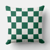 ハンターグリーンと白市松模様に クッション (裏面)