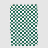 ハンターグリーンと白市松模様に ゴルフタオル (正面)