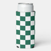 ハンターグリーンと白市松模様に スリム缶クーラー (Seltzer正面)