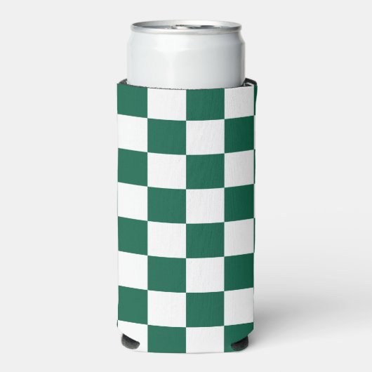 ハンターグリーンと白市松模様に スリム缶クーラー (Seltzer正面)