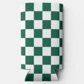 ハンターグリーンと白市松模様に スリム缶クーラー (裏面)