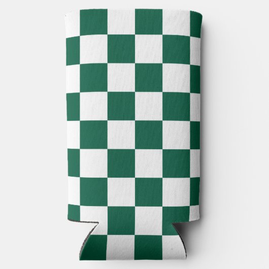 ハンターグリーンと白市松模様に スリム缶クーラー (裏面)