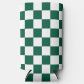 ハンターグリーンと白市松模様に スリム缶クーラー (正面)