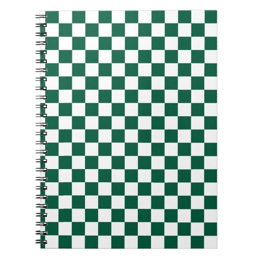 ハンターグリーンと白市松模様に ノートブック (正面)