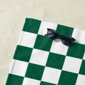 ハンターグリーンと白市松模様に ビーチタオル (インサイチュ)