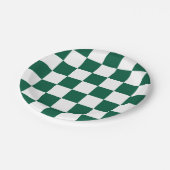 ハンターグリーンと白市松模様に ペーパープレート (アングル)