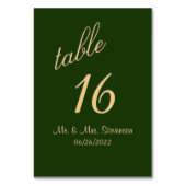 ハンターグリーンと金ゴールドテーブル番号 テーブルナンバー (裏面)