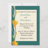 ハンターグリーンと金ゴールドフローラ結婚式招待状 招待状 (正面)