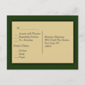 ハンターグリーンと金ゴールドメニューRSVP インビテーションポストカード (裏面)