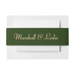 ハンターグリーンと金ゴールド 招待状ベリーバンド