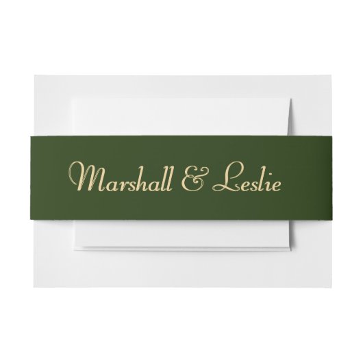 ハンターグリーンと金ゴールド 招待状ベリーバンド (正面例)