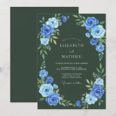 ハンターグリーンの優雅な冬の結婚式 招待状 (正面/裏面)