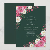 ハンターグリーンの煌びやかな冬の結婚式 招待状 (正面/裏面)
