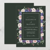 ハンターグリーンの荘厳な冬の結婚式 招待状 (正面/裏面)