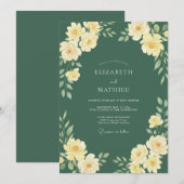 ハンターグリーンの華麗な森の結婚式 招待状 (正面/裏面)