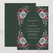 ハンターグリーンの贅沢な冬の結婚式 招待状 (正面/裏面)