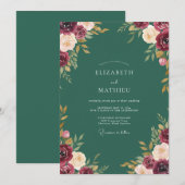 ハンターグリーンの贅沢な秋の結婚式 招待状 (正面/裏面)