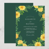 ハンターグリーンの輝く夏の結婚式 招待状 (正面/裏面)