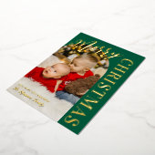 ハンターグリーンアーチフォトメリークリスマス金ゴールド 箔シーズンカード (回転した状態)