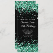 ハンターグリーングリッターブラック50誕生日 招待状 (正面/裏面)