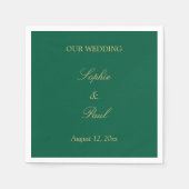 ハンターグリーンゴールデン結婚ベージュのナプキン スタンダードカクテルナプキン (正面)