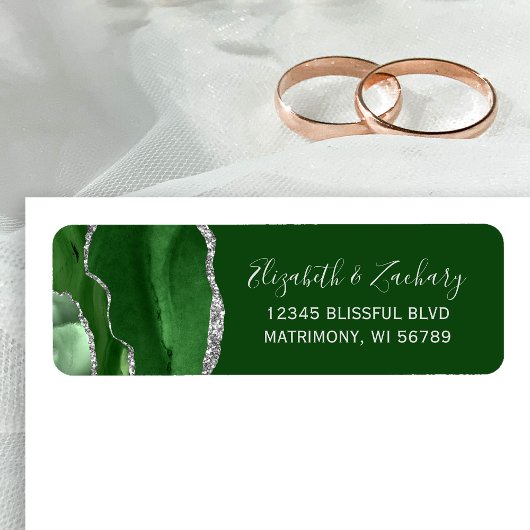 ハンターグリーンシルバー結婚アゲート差出人住所 ラベル