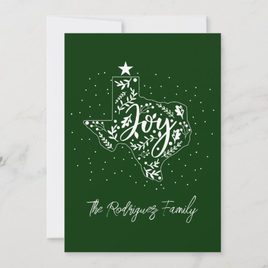 ハンターグリーンジョイホリデー葉ズテキサス州シェイプ シーズンカード (正面)