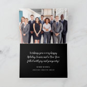 ハンターグリーンタータンチェックプレイドビジネスホリデー カード (内部)