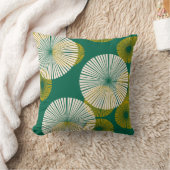 ハンターグリーンティール（緑がかった色）マスタードイエロー金ゴールド抽象芸術 クッション (ブランケット)