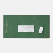 ハンターグリーンデニムプリントカーキアクセント デスクマット (キーボード&マウス)