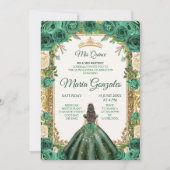 ハンターグリーンドレス1 Charra Mis Quince招待状 招待状 (正面)