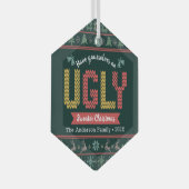 ハンターグリーンニット醜いセーター北欧クリスマス ガラスオーナメント (正面右)