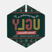 ハンターグリーンニット醜いセーター北欧クリスマス ガラスオーナメント (裏面)