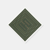 ハンターグリーンハッピーニューイヤーパーティー縁ど スタンダードカクテルナプキン (角)