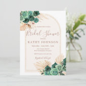 ハンターグリーンパンパスグラスアーチ ブライダルシャワー 招待状 (スタンド正面)