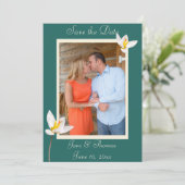 ハンターグリーンフォトフラット日付カードを保存 セーブザデート (スタンド正面)