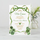 ハンターグリーンフローラボウリボン金ゴールドミカンス 招待状 (スタンド正面)