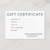 ハンターグリーンブルゴーニュのクリスマスプレゼント証明書 名刺 (裏面)