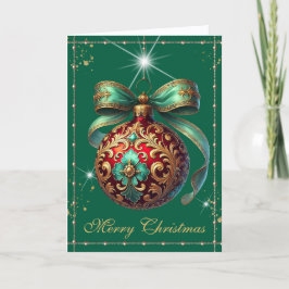 ハンターグリーンヴィンテージオーナメントクリスマス シーズンカード