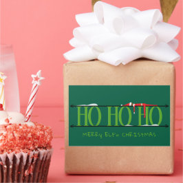 ハンターグリーン小妖精や小人シェナニガン 長方形シール