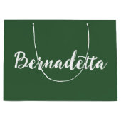 ハンターグリーン手書き名エレガントスタイリッシュ称 ラージペーパーバッグ (正面)