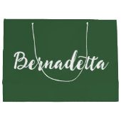 ハンターグリーン手書き名エレガントスタイリッシュ称 ラージペーパーバッグ (裏面)