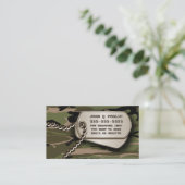 ハンターグリーン迷彩柄ドッグタグ 名刺 (スタンド正面)