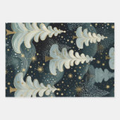 ハンターグリーン金ゴールドブラッシュスターズホリデーパターン ラッピングペーパーシート (正面2)