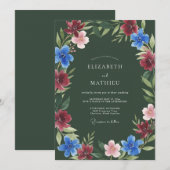 ハンターグリーン アーティスティック 冬の結婚式 招待状 (正面/裏面)