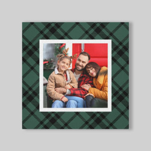 ハンターグリーン タータンチェック柄 クリスマス 写真 キャンバスプリント