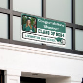 ハンターグリーン&ホワイトビニール卒業 横断幕 (ビルの外側)