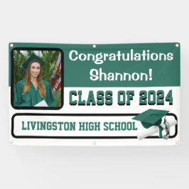 ハンターグリーン&ホワイトビニール卒業 横断幕